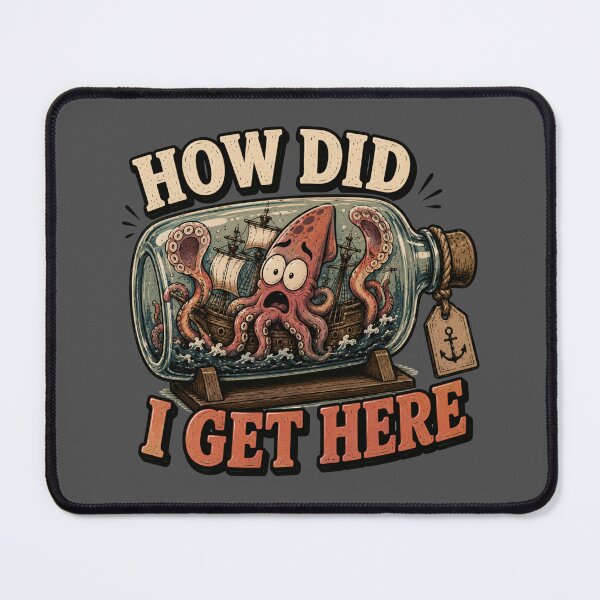 Item preview, How did I get here? Squid waking up in bottle after a night out designed and sold by BritishDelights.