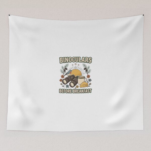 Item preview, Binoculars Before Breakfast Retro Birding designed and sold by GoofyShopp.