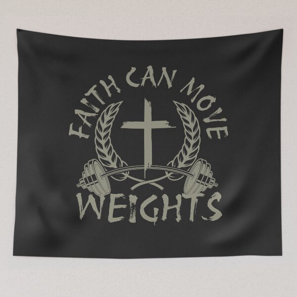 Item preview, Faith Can Move Weights Christian Gym Cross designed and sold by Bezuiden.