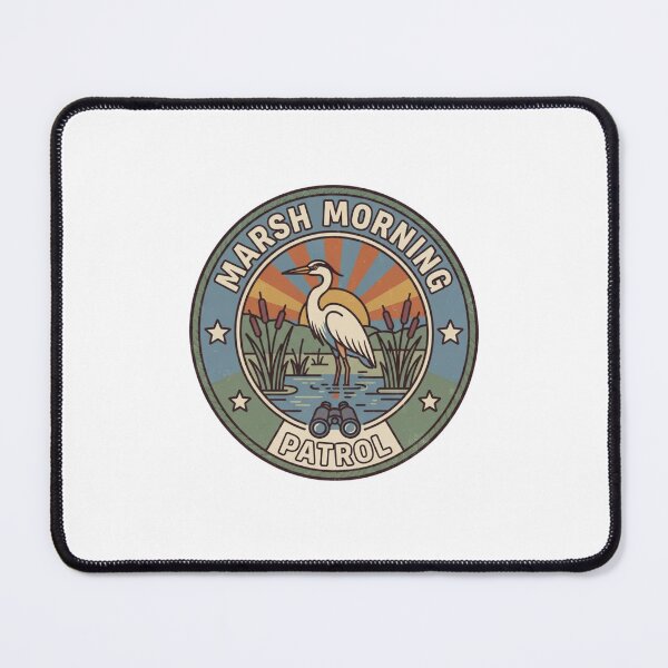 Item preview, Marsh Morning Patrol Vintage Heron Badge designed and sold by GoofyShopp.