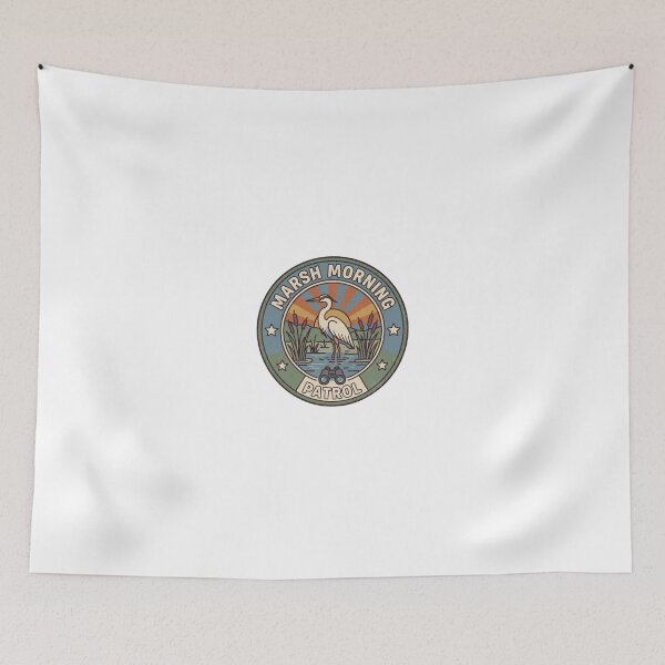 Item preview, Marsh Morning Patrol Vintage Heron Badge designed and sold by GoofyShopp.