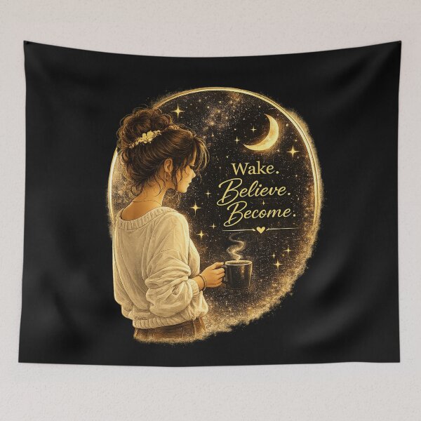 Item preview, Wake Believe Become - Inspirational illustration under the stars designed and sold by ElleMind.