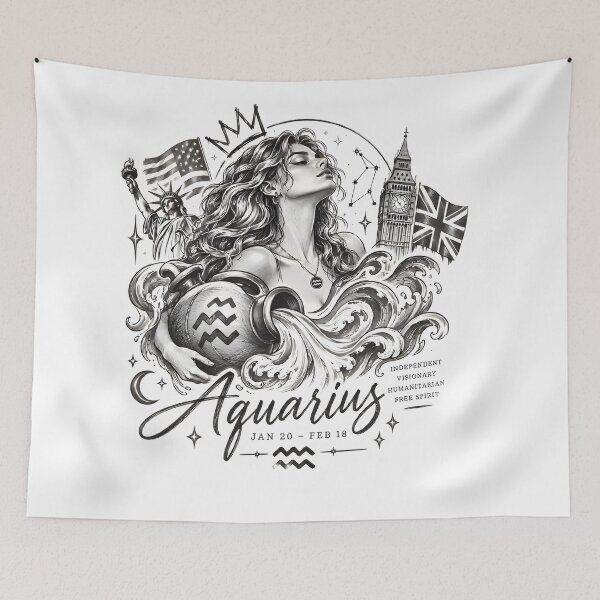 Item preview, Aquarius Water Bearer Independent Spirit designed and sold by Zodiac Celestial Art.