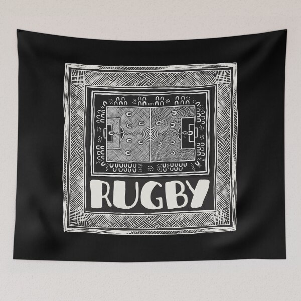Item preview, Sacred Pitch: Indigenous Australian Rugby & Dreamtime Field Print designed and sold by FreiherrPK.