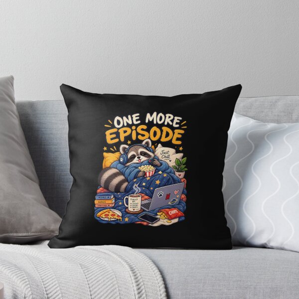 Item preview, Sleepy Raccoon One More Episode Cozy TV Night designed and sold by DESPOT07.