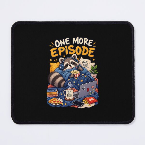 Item preview, Sleepy Raccoon One More Episode Cozy TV Night designed and sold by DESPOT07.