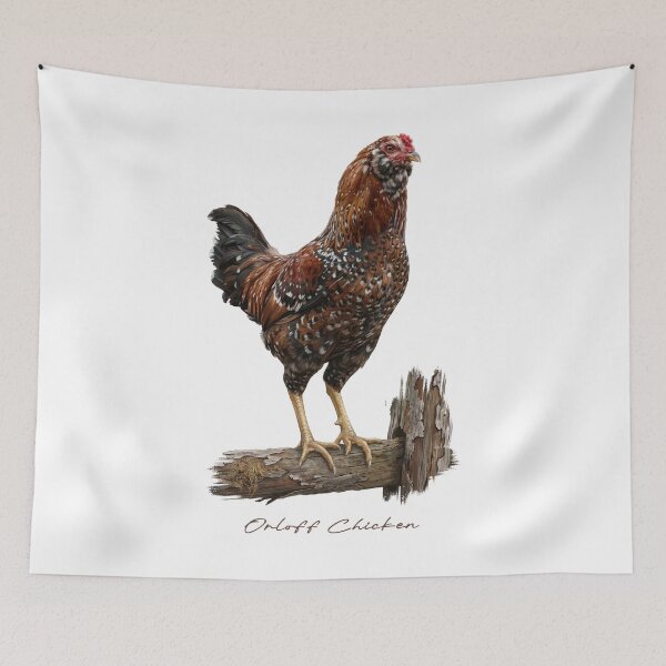 Item preview, Orloff Chicken on Wooden Fence Bird Illustration designed and sold by Takeda-art.