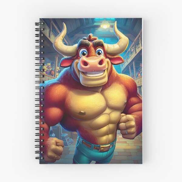 Item preview, Muscular Cartoon Bull in Vibrant Artistic Setting designed and sold by Artessie.