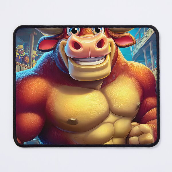 Item preview, Muscular Cartoon Bull in Vibrant Artistic Setting designed and sold by Artessie.