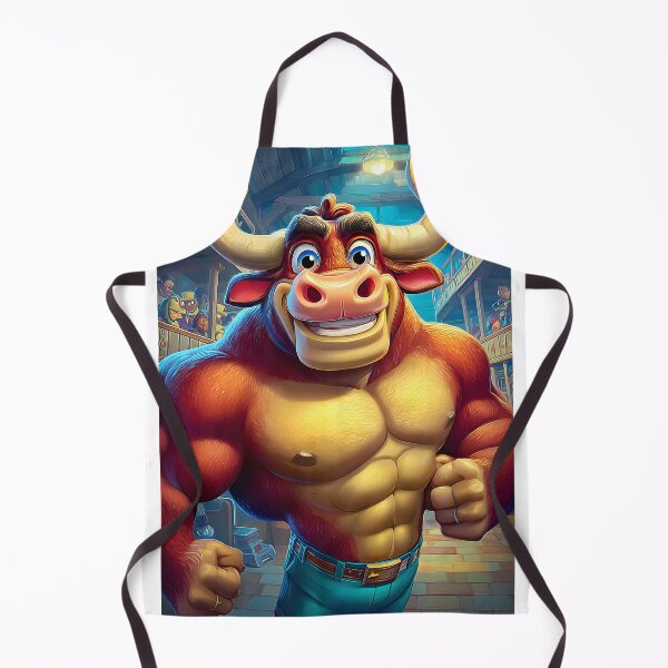 Item preview, Muscular Cartoon Bull in Vibrant Artistic Setting designed and sold by Artessie.