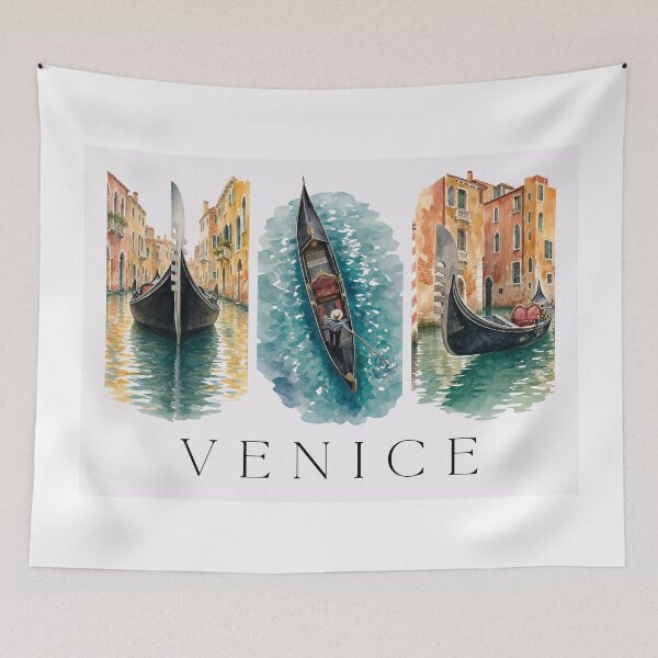 Item preview, Dreamy Venice Gondolas Watercolour Triptych designed and sold by S-and-W-4ever.
