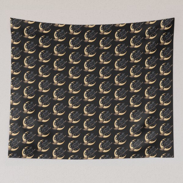 Item preview, Black Cat on Witch Broomstick Crescent Moon Halloween designed and sold by MewSpooky.