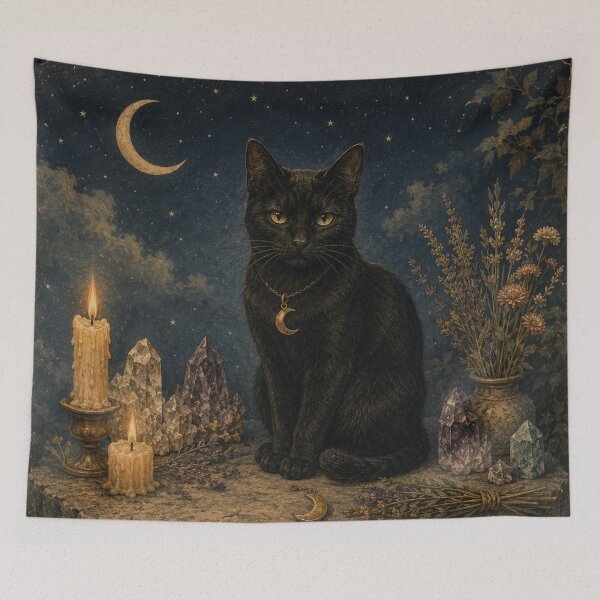 Item preview, Moonlit Familiar - Witchy Cat designed and sold by bapupa.