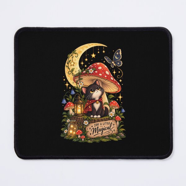 Item preview, Magical Mushroom Cat Under Moon Cottagecore designed and sold by DESPOT07.
