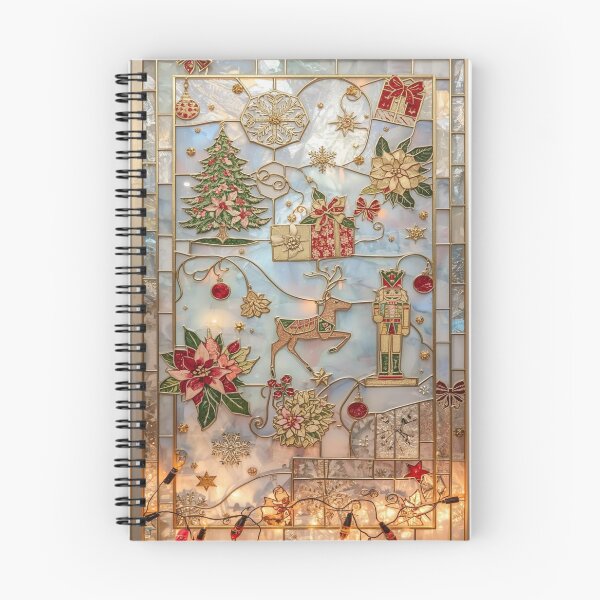 Item preview, Elegant Christmas Stained Glass Window with Reindeer and Golden Nutcracker designed and sold by BriSher.