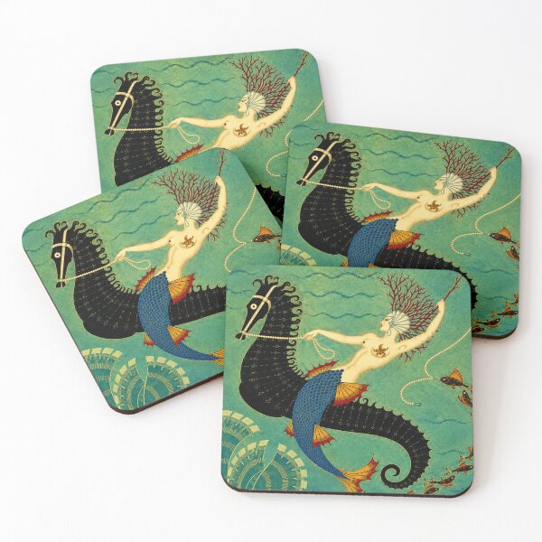Item preview, Seahorse and Mermaid by Erte -Art Nouveau Mermaid Illustration Underwater Wall Art for Coastal Decor Lovers designed and sold by RickE.