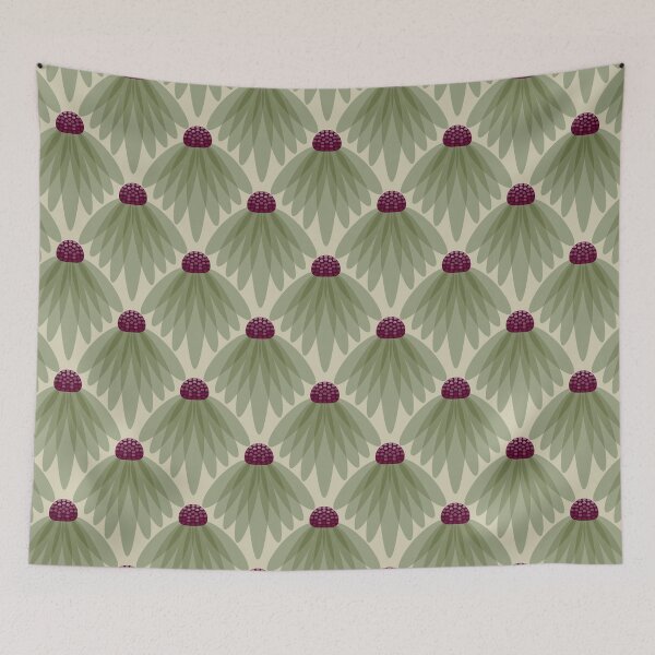 Item preview, Mid Century Retro Echinacea Floral Pattern designed and sold by chriswo-design.