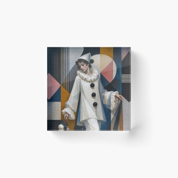 Item preview, A cubistic Pierrot painting. designed and sold by GalleryKauffeld.
