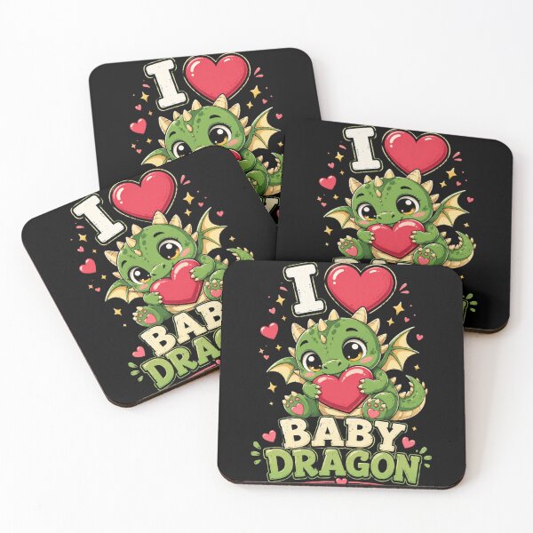 Item preview, I Love Baby Dragon T-Shirt – Cute Kawaii Dragon Heart Graphic Tee designed and sold by Artimax-Studio.