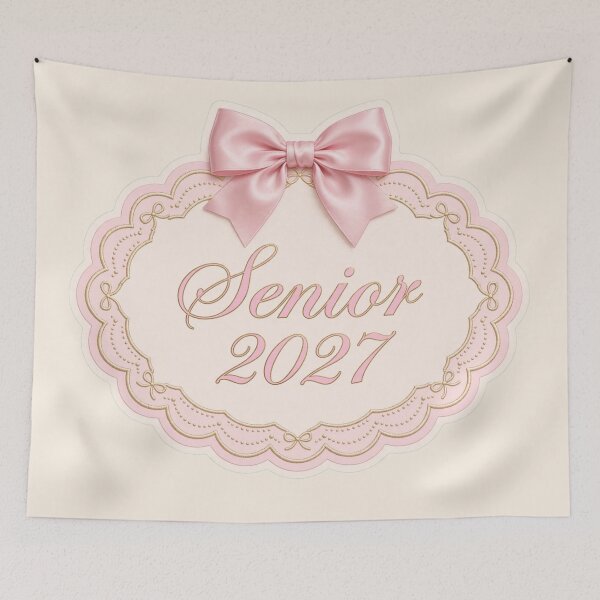 Item preview, Coquette Bow Senior 2027 Pink Lace Frame Elegant Class of 2027 Senior Spirit designed and sold by Yellowriversss.
