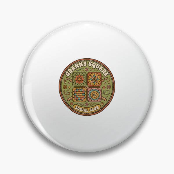 Item preview, Granny Square Social Club Retro Crochet Badge designed and sold by GoofyShopp.