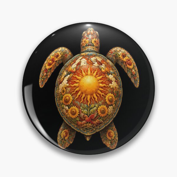 Item preview, Golden Floral Sunrise Sea Turtle | Ocean Floral Art Collection designed and sold by Zaru Art Studio.