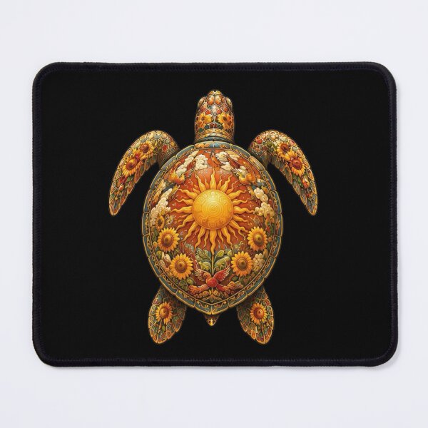 Item preview, Golden Floral Sunrise Sea Turtle | Ocean Floral Art Collection designed and sold by Zaru Art Studio.