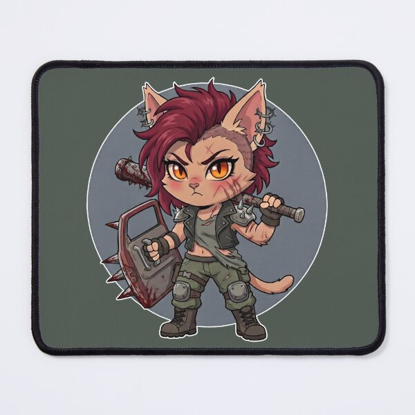 Item preview, Post Apocalyptic Road Warrior Cat - Kawaii Spiked Warrior Chibi designed and sold by CaliLuminos.