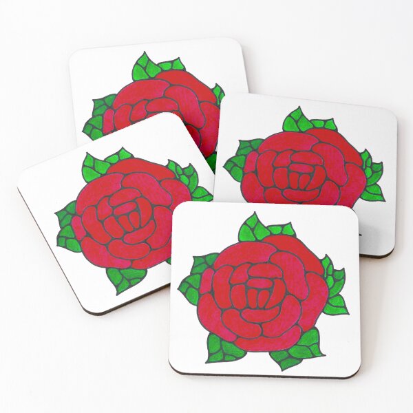 Item preview, Classic Vintage Glass Lamp Mosaic Red Rose Hand Drawn Markers Nostalgic White Background designed and sold by BOKEbyTC.