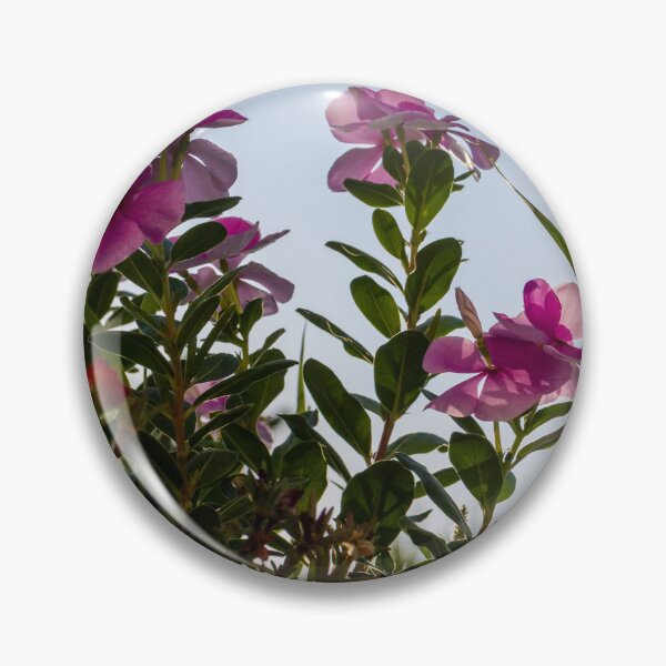 Item preview, Pink Garden Flowers Reaching Toward Blue Sky Over Stone Wall in Warm Sunlight designed and sold by Nmallia.
