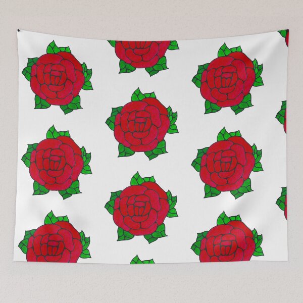 Item preview, Classic Vintage Glass Lamp Mosaic Red Rose Hand Drawn Markers Nostalgic White Background designed and sold by BOKEbyTC.