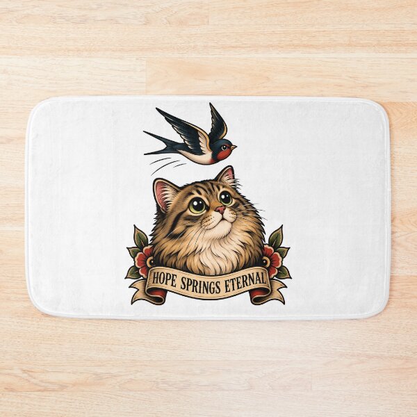 Item preview, Hope Springs Eternal Vintage Cat Swallow Tattoo designed and sold by Old's Cool Cat Studio.