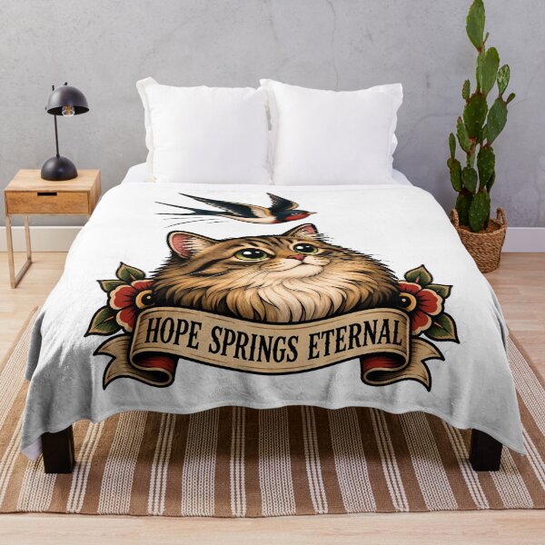 Item preview, Hope Springs Eternal Vintage Cat Swallow Tattoo designed and sold by Old's Cool Cat Studio.
