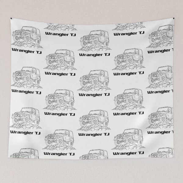 Item preview, Wrangler Tj Hard Top Rock Crawler Minimalist Line Art White designed and sold by AlexGuzm-an.