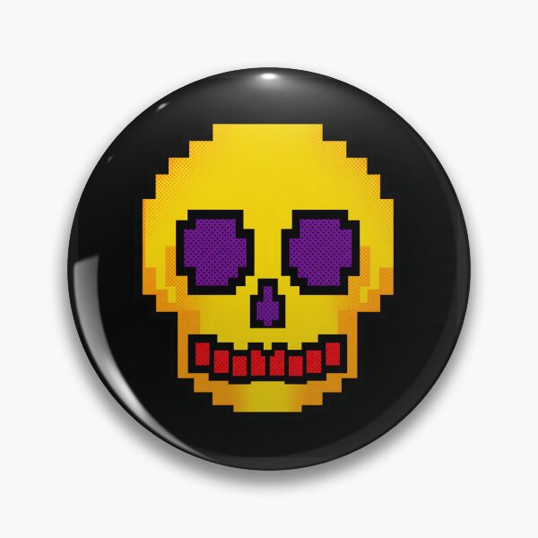 Item preview, Neon Pixel Art Skull - Yellow & Purple 8-Bit Retro Gaming designed and sold by Kaaf's Mart.