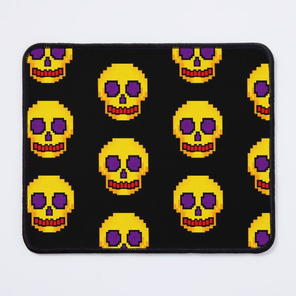 Item preview, Neon Pixel Art Skull - Yellow & Purple 8-Bit Retro Gaming designed and sold by Kaaf's Mart.