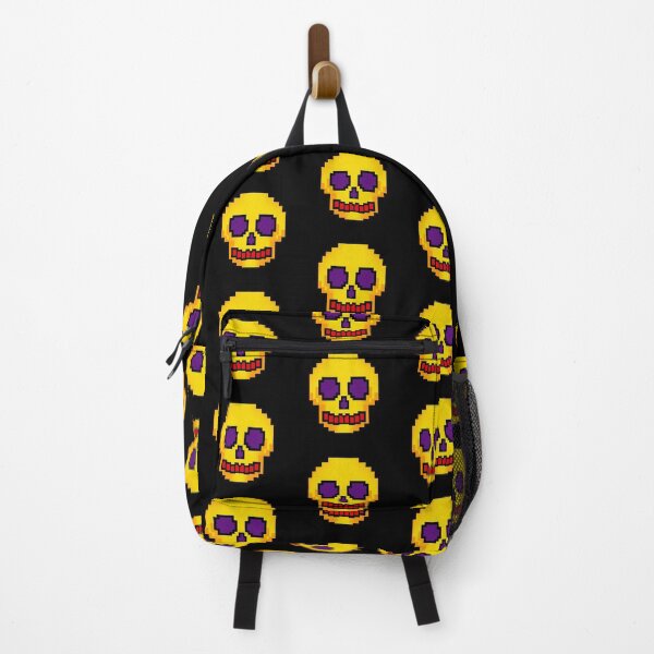 Item preview, Neon Pixel Art Skull - Yellow & Purple 8-Bit Retro Gaming designed and sold by Kaaf's Mart.