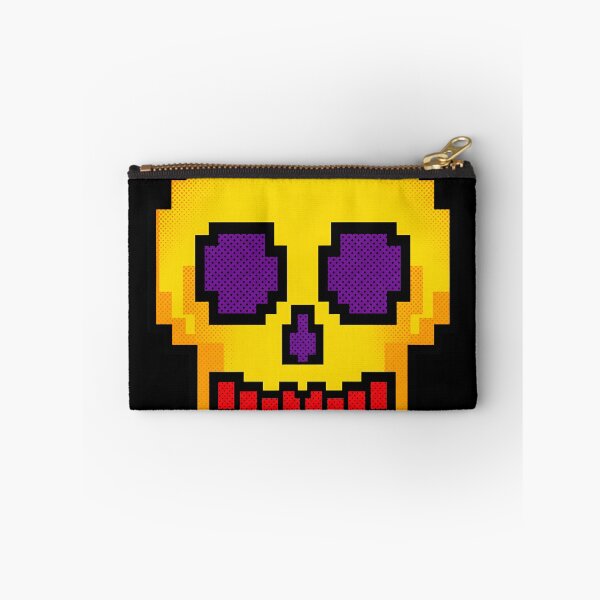 Item preview, Neon Pixel Art Skull - Yellow & Purple 8-Bit Retro Gaming designed and sold by Kaaf's Mart.