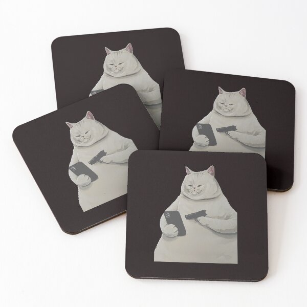 Item preview, Funny Cat meme with Phone and Gun designed and sold by ImeldaSparks.