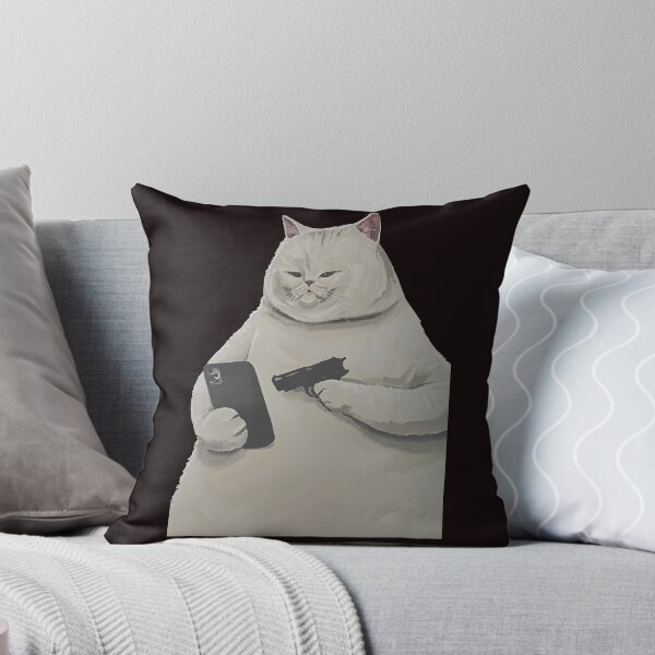 Item preview, Funny Cat meme with Phone and Gun designed and sold by ImeldaSparks.