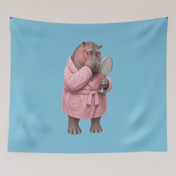 Item preview, Shy Hippo in Robe Gift designed and sold by Wenvilgrace.