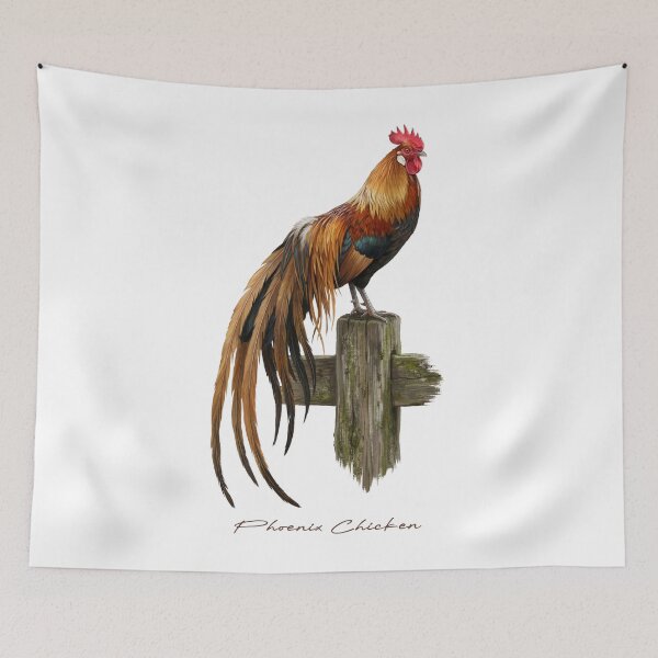 Item preview, Phoenix Chicken on Rustic Wooden Fence Bird Illustration designed and sold by Takeda-art.