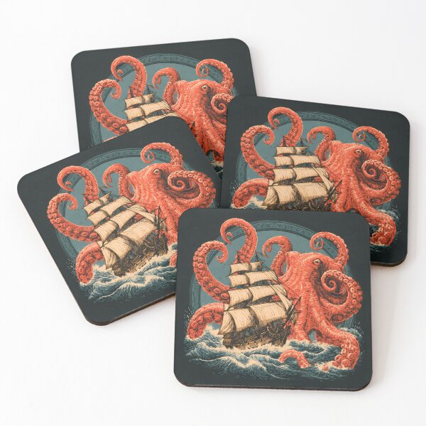 Item preview, Ukiyo-e Kraken Ship Japanese Woodblock Print designed and sold by GrinGalore.