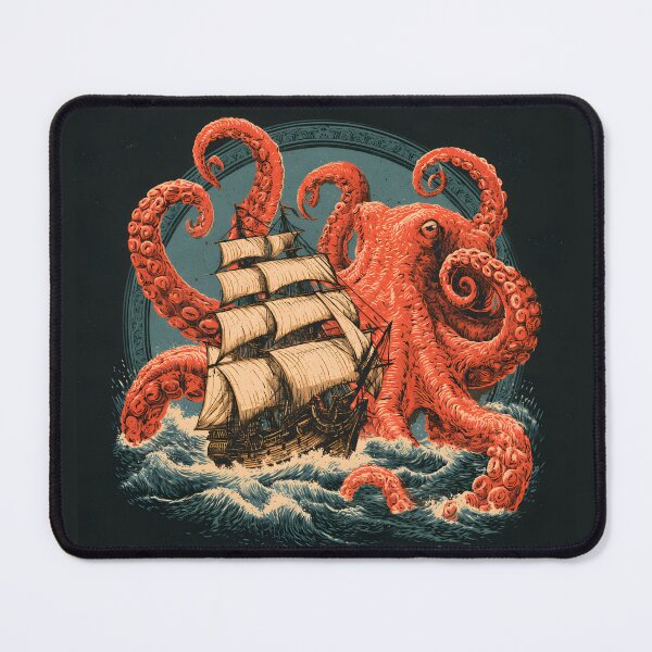 Item preview, Ukiyo-e Kraken Ship Japanese Woodblock Print designed and sold by GrinGalore.