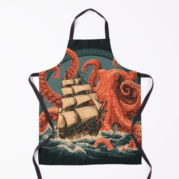 Item preview, Ukiyo-e Kraken Ship Japanese Woodblock Print designed and sold by GrinGalore.