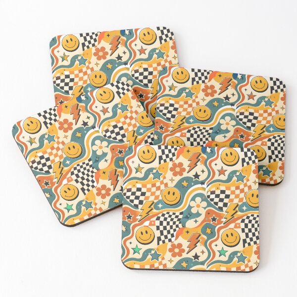 Item preview, Retro Smiley Checkerboard Home Decor Pattern designed and sold by VibeFusionX.