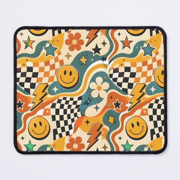 Item preview, Retro Smiley Checkerboard Home Decor Pattern designed and sold by VibeFusionX.