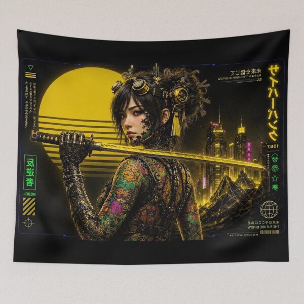Item preview, Neo Tokyo Cyberpunk Samurai Rebel — Steampunk Warrior designed and sold by A-T-H.