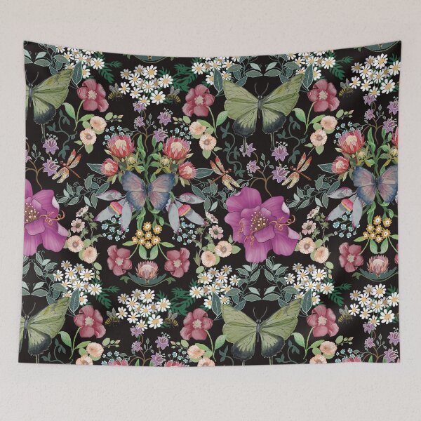 Item preview, Sarahs Garden 2 with black background designed and sold by FionaMearon.