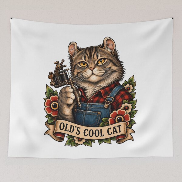 Item preview, Original Old's Cool Cat Tattoo Artist designed and sold by Old's Cool Cat Studio.
